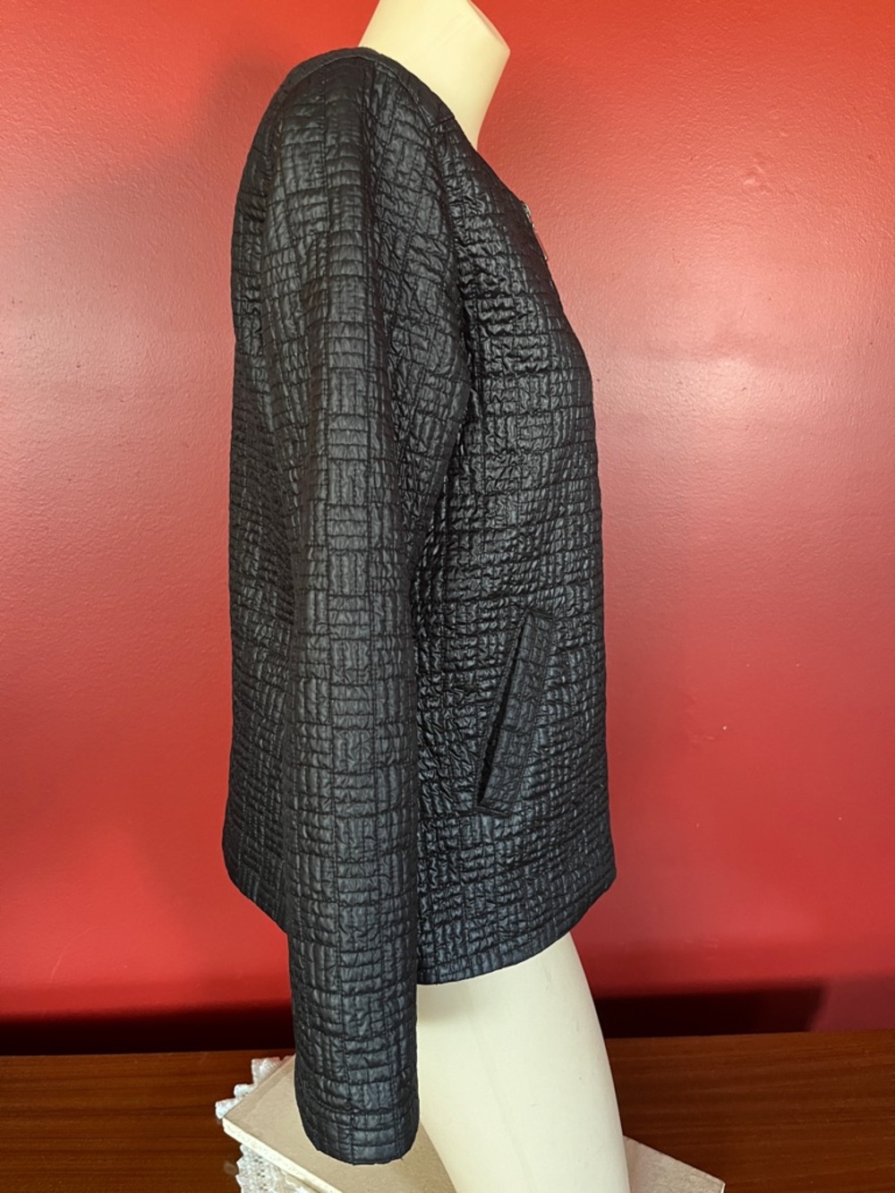 Like new Sag Harbor Black Quilted Metal Zip-Front Lined Jacket - Picture 7 of 13